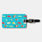 Cocktail Pattern op Blauwgroen achtergrond Bagagelabel (Voorkant horizontaal)