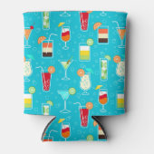 Cocktail Pattern op Blauwgroen achtergrond Blikjeskoeler (Voorkant)