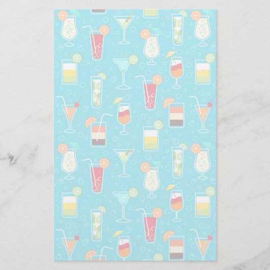 Cocktail Pattern op Blauwgroen achtergrond Briefpapier (Voorkant)