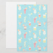 Cocktail Pattern op Blauwgroen achtergrond Briefpapier (Voorkant / Achterkant)