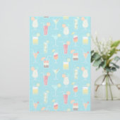 Cocktail Pattern op Blauwgroen achtergrond Briefpapier (Staand voorkant)