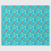 Cocktail Pattern op Blauwgroen achtergrond Cadeaupapier (Vlak)