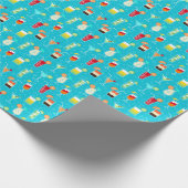 Cocktail Pattern op Blauwgroen achtergrond Cadeaupapier (Hoek)