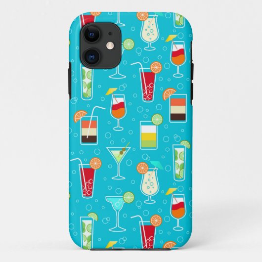 Cocktail Pattern op Blauwgroen achtergrond Case-Mate iPhone Case (Achterkant)