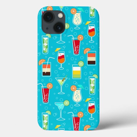 Cocktail Pattern op Blauwgroen achtergrond Case-Mate iPhone Case (Achterkant)
