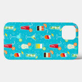 Cocktail Pattern op Blauwgroen achtergrond Case-Mate iPhone Case (Achterkant (horizontaal))