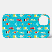 Cocktail Pattern op Blauwgroen achtergrond Case-Mate iPhone Case (Achterkant (horizontaal))