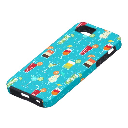 Cocktail Pattern op Blauwgroen achtergrond Case-Mate iPhone Case (Onderkant)