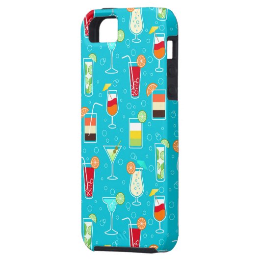 Cocktail Pattern op Blauwgroen achtergrond Case-Mate iPhone Case (Achterkant Links)