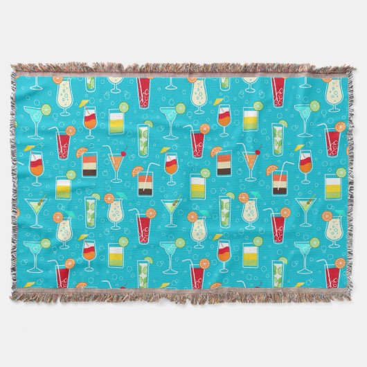 Cocktail Pattern op Blauwgroen achtergrond Deken (Voorkant)