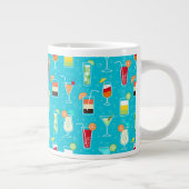 Cocktail Pattern op Blauwgroen achtergrond Grote Koffiekop (Rechts)