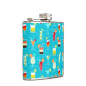 Cocktail Pattern op Blauwgroen achtergrond Heupfles (Rechts)