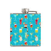 Cocktail Pattern op Blauwgroen achtergrond Heupfles (Achterkant)