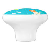 Cocktail Pattern op Blauwgroen achtergrond Keramische Knop (Zijkant)