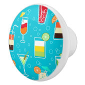 Cocktail Pattern op Blauwgroen achtergrond Keramische Knop (Rechts)