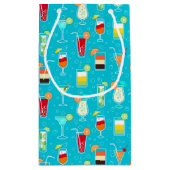 Cocktail Pattern op Blauwgroen achtergrond Klein Cadeauzakje (Achterkant)