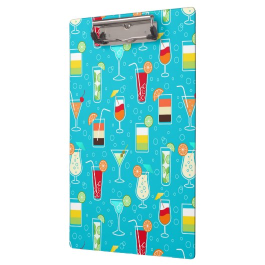 Cocktail Pattern op Blauwgroen achtergrond Klembord (Links)