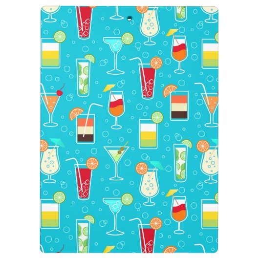Cocktail Pattern op Blauwgroen achtergrond Klembord (Achterkant)