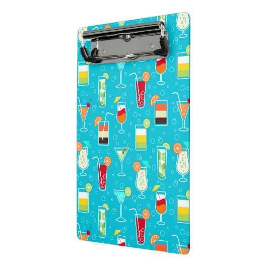 Cocktail Pattern op Blauwgroen achtergrond Mini Klembord (Angled2)