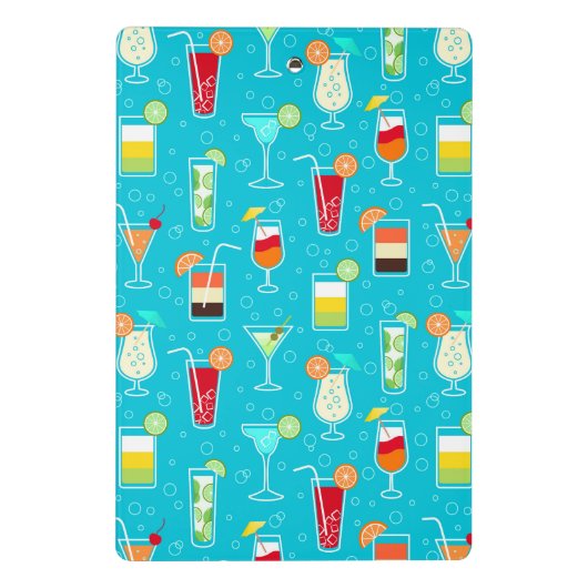 Cocktail Pattern op Blauwgroen achtergrond Mini Klembord (Achterkant)
