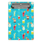 Cocktail Pattern op Blauwgroen achtergrond Mini Klembord (Voorkant)