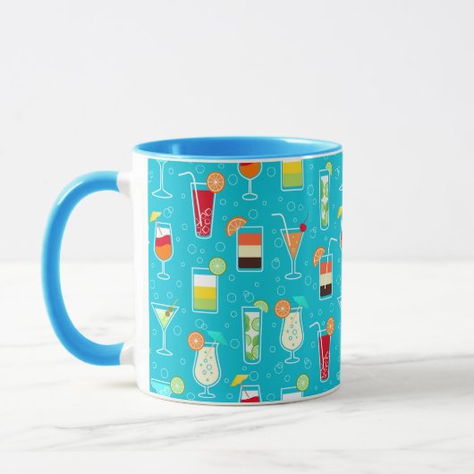 Cocktail Pattern op Blauwgroen achtergrond Mok (Links)