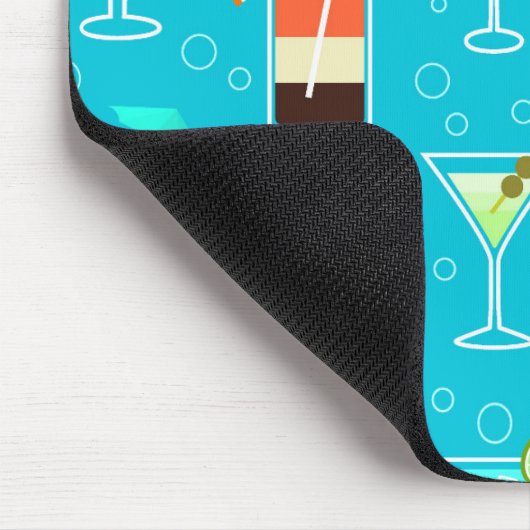 Cocktail Pattern op Blauwgroen achtergrond Muismat (Hoek)