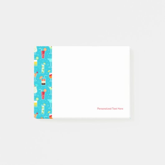 Cocktail Pattern op Blauwgroen achtergrond Post-it® Notes (Voorkant)