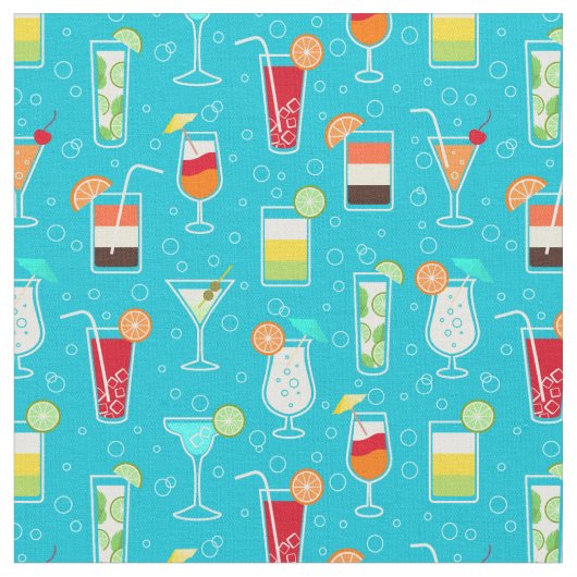 Cocktail Pattern op Blauwgroen achtergrond Stof (Close Up)