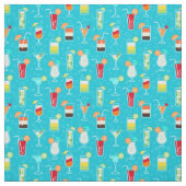 Cocktail Pattern op Blauwgroen achtergrond Stof (Swatch)