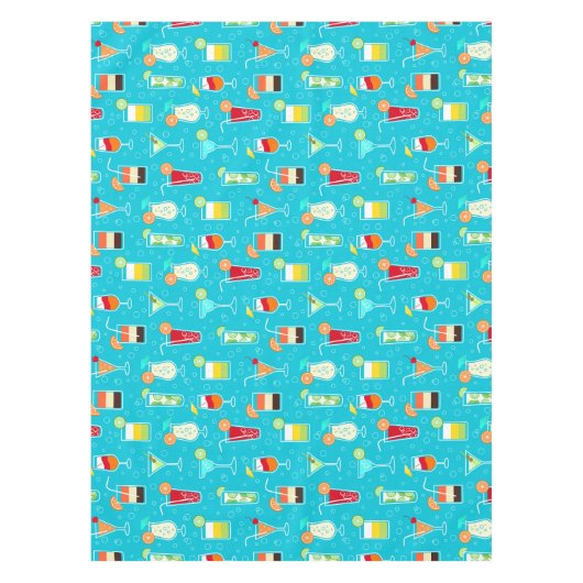 Cocktail Pattern op Blauwgroen achtergrond Tafelkleed (Voorkant)