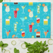 Cocktail Pattern op Blauwgroen achtergrond Theedoek (Gevouwen)