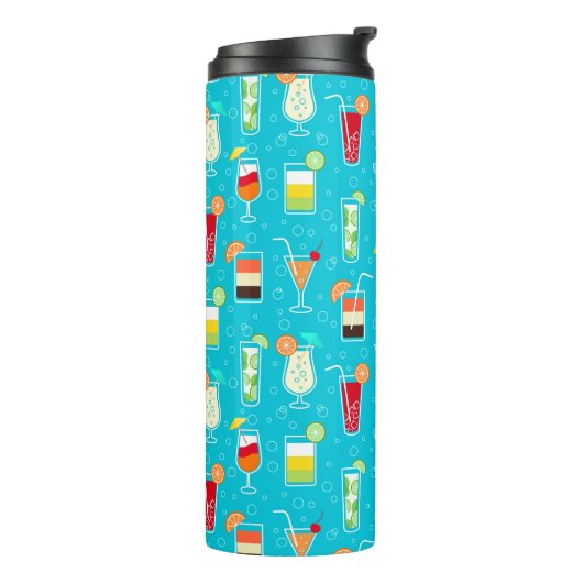 Cocktail Pattern op Blauwgroen achtergrond Thermosbeker (Gedraaid links)