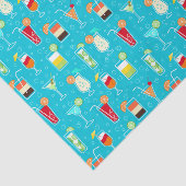 Cocktail Pattern op Blauwgroen achtergrond Tissuepapier (Detail)