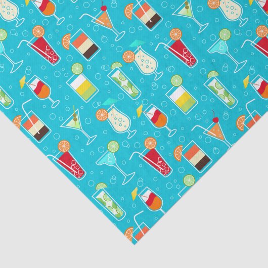 Cocktail Pattern op Blauwgroen achtergrond Tissuepapier (Detail)