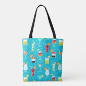 Cocktail Pattern op Blauwgroen achtergrond Tote Bag (Achterkant)