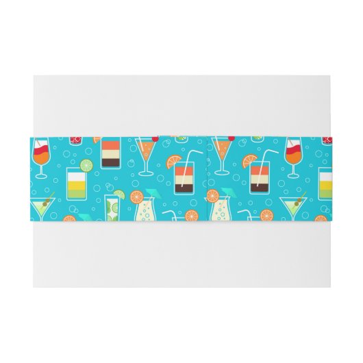 Cocktail Pattern op Blauwgroen achtergrond Uitnodigingen Wikkel (Achterkant Voorbeeld)