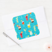 Cocktail Pattern op Blauwgroen achtergrond Vierkante Sticker (Envelop)