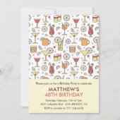 Cocktail Pattern Retro Champagne 48e verjaardag Kaart (Voorkant)