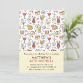 Cocktail Pattern Retro Champagne 48e verjaardag Kaart (Staand voorkant)