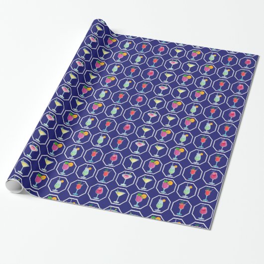 Cocktail Pattern Wrapping Paper Cadeaupapier (Uitgerold)