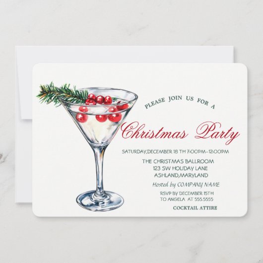 Cocktail Pine Tree Branches Christmas Corporate Kaart (Voorkant)