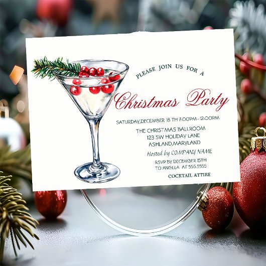 Cocktail Pine Tree Branches Christmas Corporate Kaart