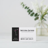 Cocktail Pink Martini Logo Bartender Visitekaartje (Staand voorkant)