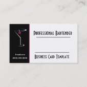 Cocktail Pink Martini Logo Bartender Visitekaartje (Voorkant)