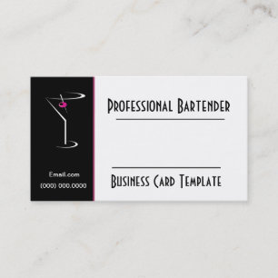 Cocktail Pink Martini Logo Bartender Visitekaartje