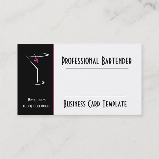 Cocktail Pink Martini Logo Bartender Visitekaartje (Voorkant)