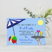 Cocktail Pool Party Kaart (Staand voorkant)