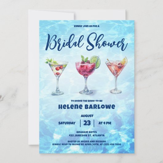 Cocktail Pool Party Vrijgezellenfeest Kaart (Voorkant)