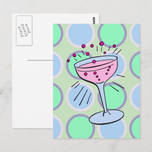 Cocktail Pop Art Briefkaart (Voorkant / Achterkant)